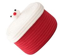 UTHCLO Panier Tressé en Corde de Coton Couvercle Petit Modèle Rouge Panier de Rangement pour Clés et Articles Divers Organisateur Décoratif pour Bureau et Chambre