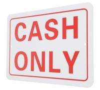 UTHCLO Panneau Aluminium Inoxydable pour Caisse Enregistreuse Signalétique Commerciale sans Chèques Ni Cartes pour Magasin et Bureau Résistance et Installation Facile