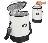 UTHCLO Paquet Isotherme Rond pour Boîte à Lunch, Isolant en Film D'aluminium Épais, Réutilisable, Fermeture Anti-fuites, Léger et Pratique, Couleur Noir et Beige, pour Pique-niques,