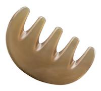 UTHCLO Peigne de Massage 5 Dents Larges pour Cuir Chevelu Design Unique Chic en Corne de Yak Blanc pour Massage des Méridiens pour Cheveux et Détente