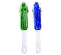UTHCLO Peigne en Silicone pour Animaux 2pcs Brosse Adhésive pour Poils de Chien et Chat Élimine les Nœuds et Masse le Pelage Vert et Bleu Couleur Aléatoire