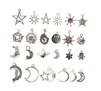 UTHCLO Pendentifs Breloques Lune Et Étoiles En Alliage De Zinc 50 Pcs Accessoires Bijoux Diy Unisexe Argenté Métallique Création Bijoux Artisanale Présent Fête De Noël