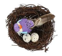 UTHCLO Petit Nid D'oiseau Décoratif en Rotin Tressé la Main avec Plumage, Décorations d'oiseaux de Noël Réalistes pour Décorer Arbres et Cours en Différentes Couleurs Couleur Aléatoire