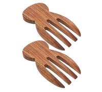 UTHCLO Pinces à Salade Accessoires Cuisine Prise Confortable 2 Pièces en Bois D'acacia et Pétrir la Pâte pour Cuisiner