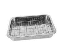 UTHCLO Plateau Four Inox Rectangulaire avec Rack Surface Lisse Facile à Nettoyer Set Cuisine Réutilisable pour Maison Restaurant et