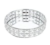 UTHCLO Plateau Miroir Rond Argenté Décoratif pour Service et Présentation de Douceurs Plateau de Rangement Polyvalent pour Salon Chambre Cuisine et Fête