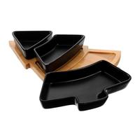 UTHCLO Plateau Snack Céramique et Multifonction Plateau Fruits Sec Noël Apéritif Élégant Set Noir Stockage Bonbons et Fruits Secs