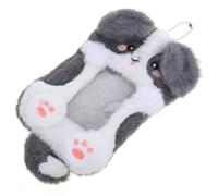 UTHCLO Porte-carte Peluche Animal Mignon Forme de Chien Border Collie Pochette Photo Douce et Confortable avec Porte-clés Protection pour Cartes Identité et Bus Cadeau Pratique et
