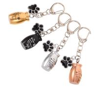 UTHCLO Porte-Clés Urne Funéraire pour Animaux - Lot de 4 Pendentifs Capsule en Métal Motif Patte - Mini Urne Commémorative pour Poils ou Cendres de Chien et Chat - Couleurs Noir