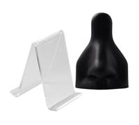 UTHCLO Pratique du piercing au nez, modèle humain en silicone flexible, couleur noire, support acrylique, pour hôpitaux et exposition pédagogique