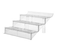 UTHCLO Présentoir à Légumes en Plastique Transparent à 3 Niveaux 2 Pieds Cylindriques Rehausseur D’Étagère pour Comptoir Réfrigéré de Supermarché Support Incliné pour Fruits Gâteaux