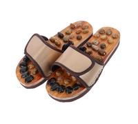 UTHCLO Sandales de Massage Réflexologie Galets Marron Semelles Confortables pour Femmes Stimulation des Points Acupression Plantaire Amélioration Circulation Sanguine et Fatigue Adaptées