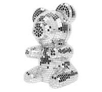 UTHCLO Sculpture Ours Disco Miroir Réfléchissant Décor de Table Unique pour Fêtes Anniversaires Mariages Noël Saint-Valentin