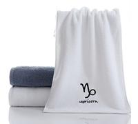 UTHCLO Serviette Visage en Coton Épais Motif Brodé 12 Signes du Zodiaque, Blanche, Lavable en Machine, pour Spa et Usage Après Entraînement