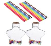UTHCLO Set de Décoration de Bouteilles à Vœux en Plastique avec Papier Origami Étoiles, Bocal Transparent Multifonction en Plastique Facile à Transporter pour Décoration de Chambre