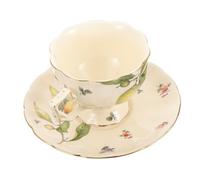 UTHCLO Set de Tasse Céramique avec Soucoupe Design Vintage Citron Grand Gobelet pour Café et Thé à Élégant et Solide