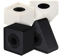 UTHCLO Station de Drapeaux pour Microphone 4 Pièces Abs Triangulaire et Carré, Pied de Micro Logo Noir et Blanc, Cube Logo Microphone Portable pour Interviews et Studios Professionnels