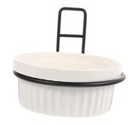 UTHCLO Support Mural pour Gamelle Suspendue pour Chien Et Chat, Bol Amovible en Fer, Lot De 2 Set De Pièces, Blanc Empreinte Patte, pour Cage D’Animaux, Alimentation Pratique