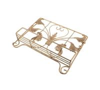 UTHCLO Support pour Livre de Recettes Vintage en Fer Doré avec Chaîne Épaisse, Support de Lecture Cœur 32x19x24 Cm, Présentoir à Livres Cuisine pour Comptoir, Étagère à Recettes Pratique