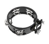 UTHCLO Tambourin de Percussion Rond Noir en Bois et Métal Cymbales pour Batterie, Son Clair et Polyvalent pour Performances Musicales et Jazz