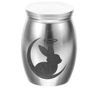 UTHCLO Urne Funéraire Lapin Couvercle Étanche en Acier Inoxydable Argenté, Petite Urne de Crémation Portable Souvenir Commémoratif Pratique pour d'animaux