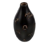 UTHCLO Vase en Céramique Noir Décor Moderne Minimaliste Motif Zodiac en Relief Double Usage pour Fleurs Séchées, pour Étagères de Chambre et Décoration Intérieure