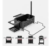 Utheer Kit de rangement de barbecue compatible avec le système Weber Works, panier de barbecue monté sur rail avec porte-serviettes en papier, porte-sac poubelle, porte-gobelet et 4 crochets pour