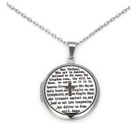 UTHOSMDO Médaillon religieux de la Bible pouvant contenir des photos, gravé en anglais avec inscription « Lords », 3.5 inches, Acier inoxydable, Pas de pierre précieuse