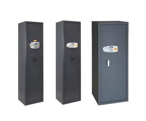 UTILIA Armoire à fusils électronique à combinaison en acier, petit trésor, coffre-fort pour armes blindée, code de sécurité à 6 chiffres, 2 clés, trous d'ancrage, moquette sur le fond (5 places)