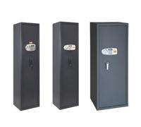 UTILIA Armoire à fusils électronique avec combinaison en acier, coffre, coffre-fort blindé pour armes, code de sécurité à 6 chiffres, 2 clés, trous d'ancrage, moquette au fond (7 emplacements)