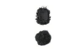 Utilisation pour les femmes 1 extension de queue de cheval afro bouffante avec cordon de serrage for femmes noires, postiche synthétique à clip en chignon afro bouclé Pour les cheveux(6inch-1B)