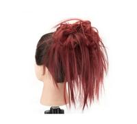 Utilisation pour les femmes 2 pièces chignon cheveux en désordre chignon faux chouchous Extension ondulés bouclés postiches queue de cheval Chignon bandeau for les femmes Pour les cheveux(Burgundy)