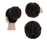 Utilisation pour les femmes Extensions de cheveux chignon ondulés bouclés à pince à griffes, postiche synthétique ébouriffé Pour les cheveux(Bark Brown)