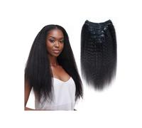 Utilisation quotidienne 12-26 Inch Kinky Human Hair Clip in Hair Extensions 8Pcs, Double Weft Brazilian Remy Hair Extension for Black Women(26inches)