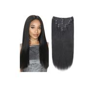 Utilisation quotidienne 8Pcs Clip in Hair Extensions Natural Black Human Hair Kinky Straight Brazilian Remy Hair for Women(10inches)