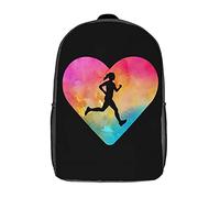 Utilisation Quotidienne Cartable Scolaire Cœur Qui Court l'amour Sacs D'École Loisir Polyester Sac À Dos Scolaire pour Voyage, Loisir, Trekking, 42X32X14Cm