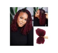 Utilisation quotidienne Cheveux humains en vrac for tresses afro crépues et bouclées, 50 g/paquet, for extensions de micro-locs(Wine red,12inch)