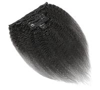 Utilisation quotidienne Clip in Human Hair Extensions Kinky Straight Brazilian Full Head Yaki Thick Double Long 8 Pieces 120g with 18 Clips Natural Black Color For Women(16inches)