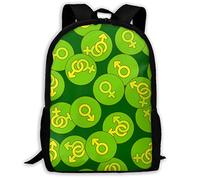 Utilisation Quotidienne Daypack Symboles De Genre Verts Sac À Dos Scolaire Multicolore Sac À Dos D'École pour Trekking, Scolaires, Gym, 42X32X14Cm
