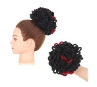 Utilisation quotidienne en fête Dreadlocks Chignon Afro Puff Cordon Queue de Cheval Faux Nu Locs Extensions Cheveux(1B-Bug)
