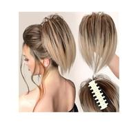Utilisation quotidienne en fête Extension de queue cheval courte et lisse en fibre synthétique, chignon décoiffé(12H24)