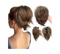 Utilisation quotidienne en fête Extensions de cheveux synthétiques à chignon décoiffé et lisses for femmes(12H24)