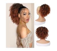 Utilisation quotidienne en fête Postiche chignon afro bouffant for femmes noires, extension de queue cheval synthétique bou et crépue avec cordon serrage(1B-350)