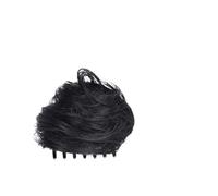 Utilisation quotidienne en fête Postiche queue de cheval à clipser - Chouchou for femme Cheveux non-remy Chignon désordonné Extensions chignon bouclé humains brésiliens(Natural black)