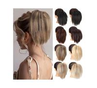 Utilisation quotidienne en fête Synthetic Elastic Rubber Band Messy Bun Fake Hair Straight Donut Scrunchie Chignon for Women(4)