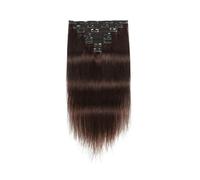 Utilisation quotidienne Extensions de cheveux à clips de 20 à 66 cm, cheveux humains brésiliens, lot de 8 pièces, marron, 120 g, avec trame en dentelle à 18 clips(24inch)
