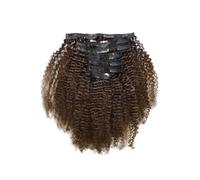 Utilisation quotidienne Extensions de cheveux bouclés à clipser de couleur marron de 10 à 20 pouces, 120 g/ensemble de cheveux humains afro bouclés(Dark brown,16 inch)