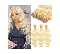 Utilisation quotidienne Extensions de cheveux brésiliens naturels ondulés, blond 613, 1/3 de trame, for femmes Pour les partis(22inches 1 Bundle)