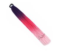 Utilisation quotidienne Extensions de cheveux colorés de 24 pouces, queue de cheval tressée, perruques tressées avec élastiques, postiches synthétiques(C25)