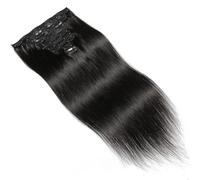 Utilisation quotidienne Extensions de cheveux humains à clips, 20 à 71 cm, 120 g, Remy Hair, invisibles, lisses, sans couture, double trame, 8 pièces, #1B, noir naturel(22inches)